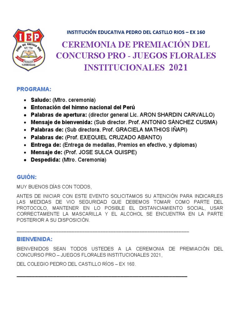 Programa de Ceremonia | PDF