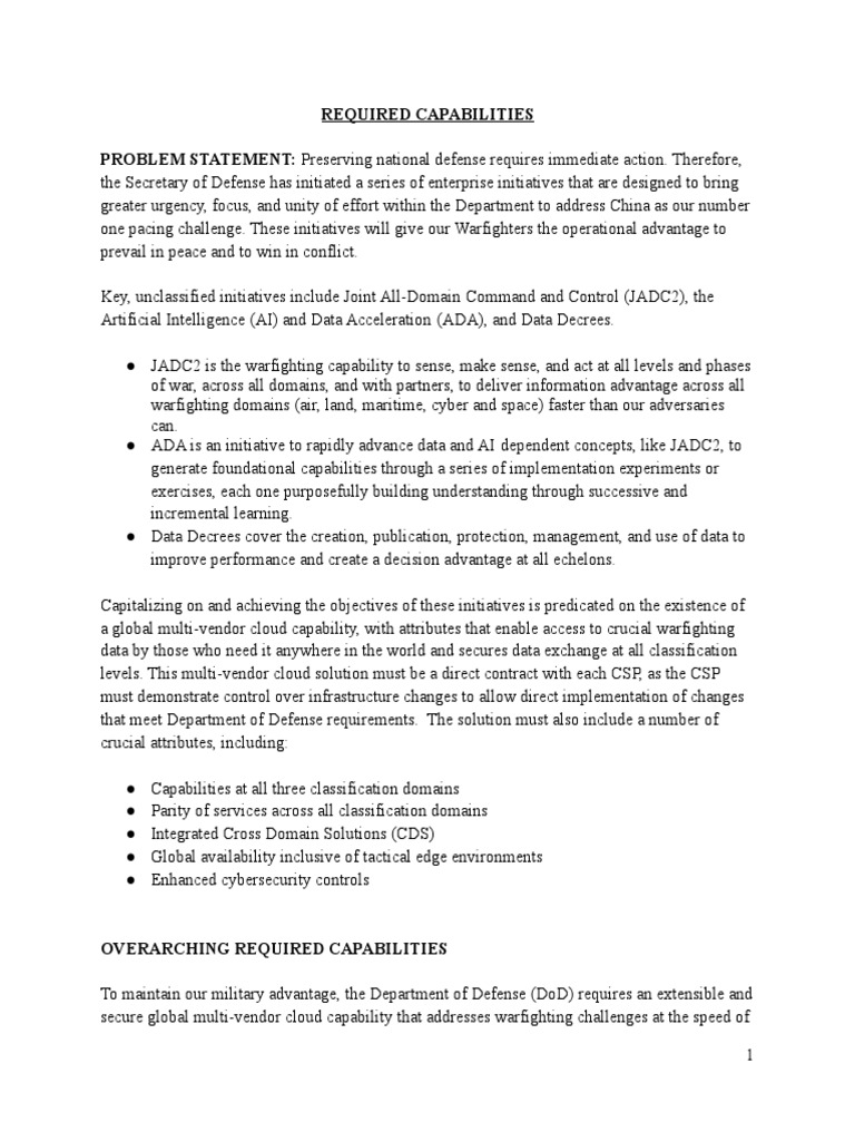 JWCC Required Cloud Capabilities | PDF | Cloud Computing | Information ...