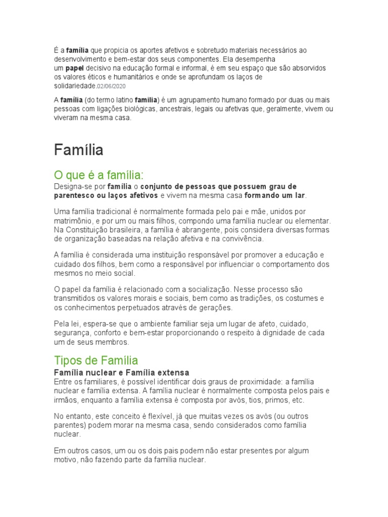 O Papel Da Familia Na Reprodução Social | PDF | Família | Sociologia
