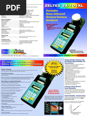 Portable Near-Infrared Octane/Cetane Analyzer: Zeltex Zx
