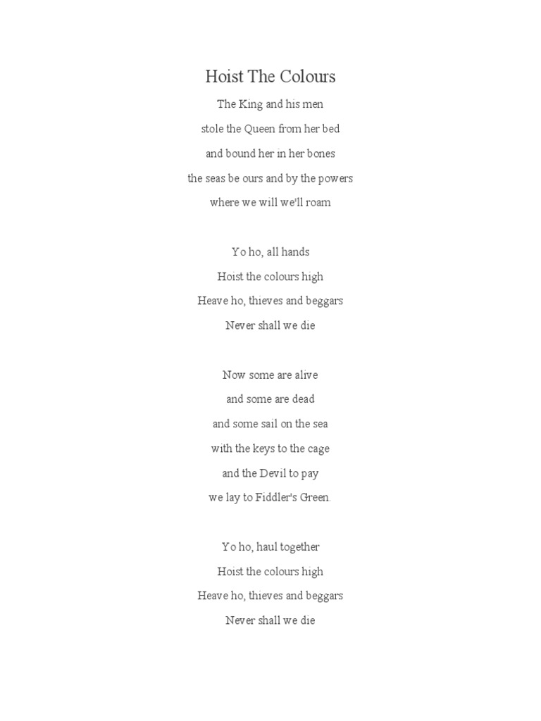 Hoist The Colours Lyrics PDF