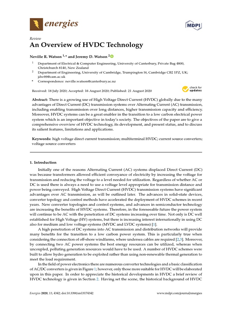 An Overview of HVDC Technology | PDF | High Voltage Direct Current ...