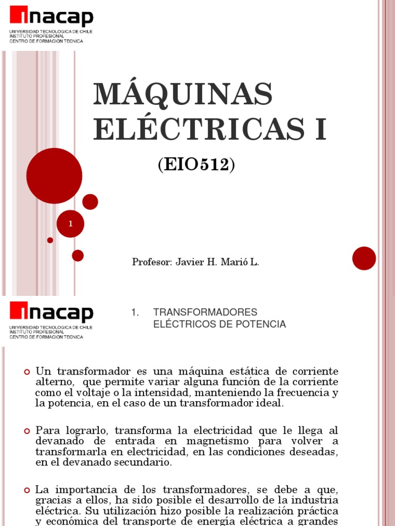 Maquinas Electricas I C1 Transformadores Electricos De Potencia Pdf