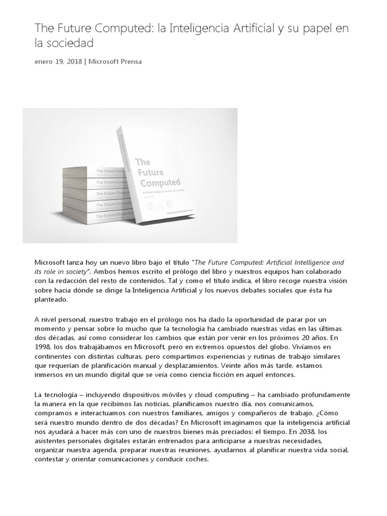 Futuro de la IA en la sociedad | PDF | Inteligencia artificial ...
