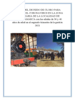 El Uso Del Dioxido de Cloro Para Conbatir El Coronavirus en La Zona Ferroviaria de La Localidad de Machacamarca Con Las Edades de 30 y 40 Años de Edad en El Segundo Trimestre de La Gestión 2021