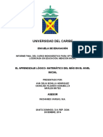 Desarrollo lógico matemático niños inicial