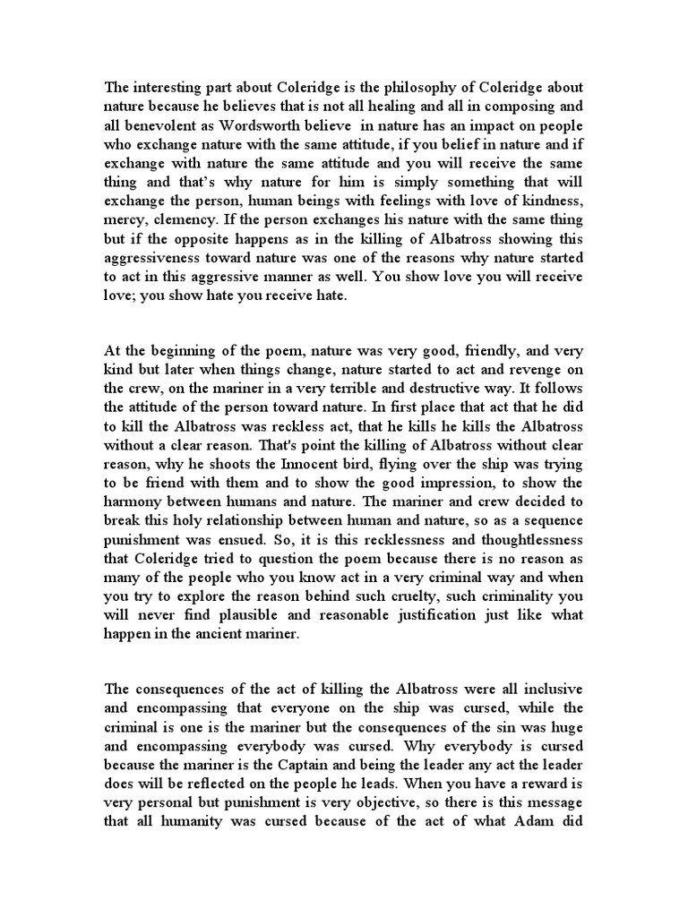 Coleridge Nature PDF Samuel Taylor Coleridge Imagination