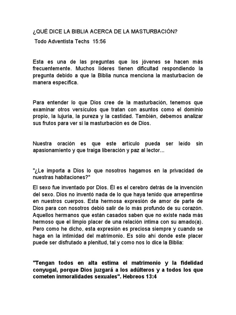 La masturbacin segn la Biblia | PDF | Pecado | Lujuria