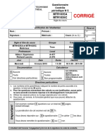Questionnaire Contrôle Périodique N 2 MTR1035A MTR1035C. Sigle Du Cours. Signature - Matricule - Cours (A Ou C)