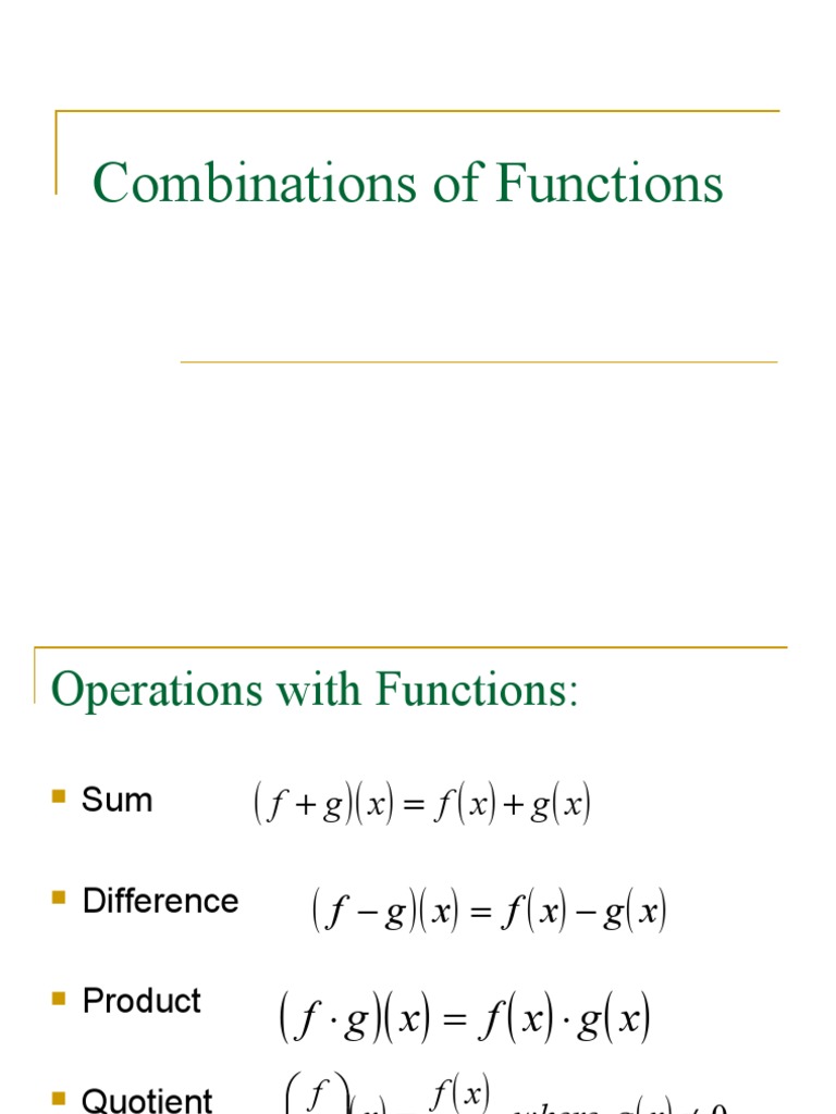 Combinations of Functions PDF Mathematics Mathematical Analysis