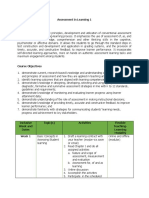 Assessment in Learning 1 Course Overview