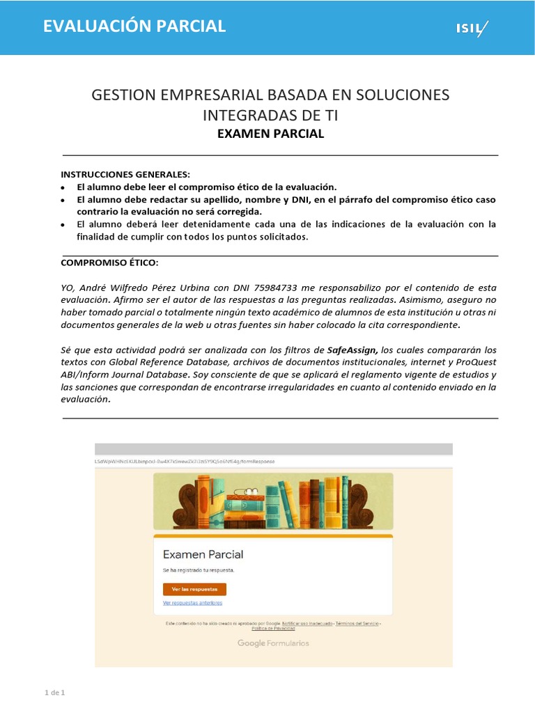 Examen Parcial de Gestión Empresarial TI | PDF