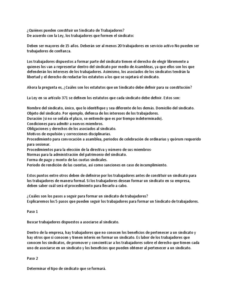 Requisitos para formar un sindicato en México | PDF | Sindicato | México