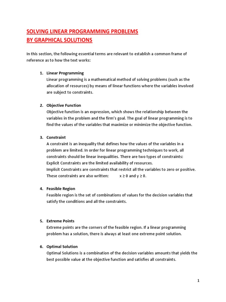 Solving Linear Programming Problems by Graphical Solutions | PDF ...
