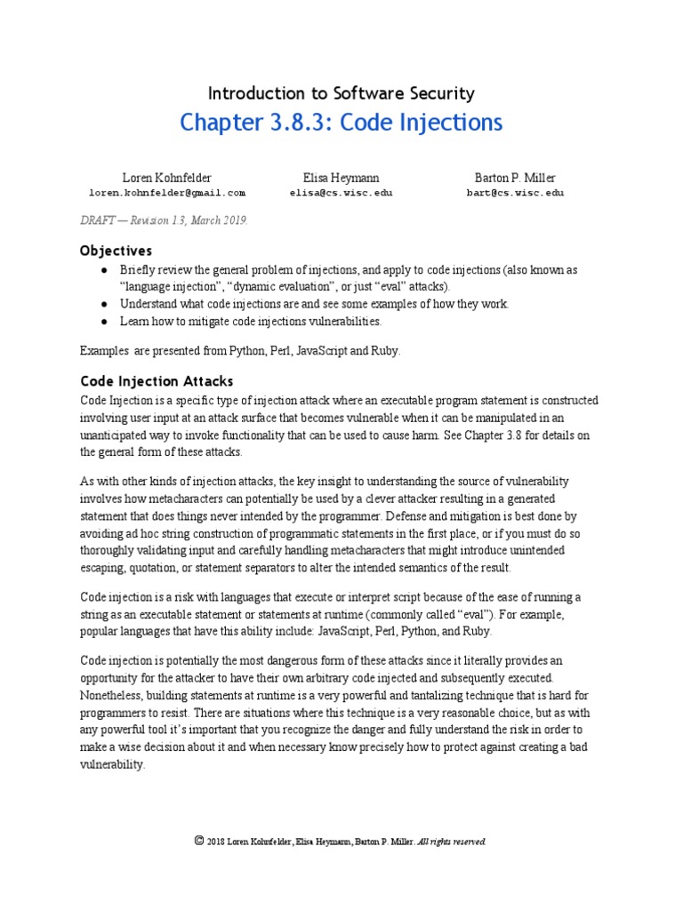 Chapter 3.8.3: Code Injections: Introduction To Software Security ...