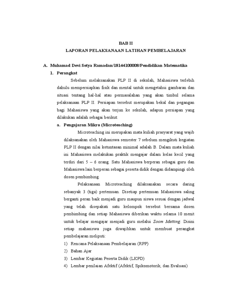 Laporan PLP II: Persiapan dan Observasi | PDF