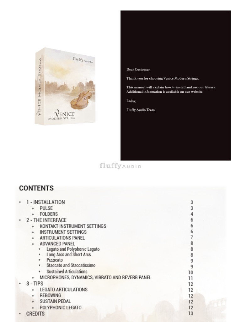 Venice Modern Strings - Manual | PDF | Microphone | String Instruments
