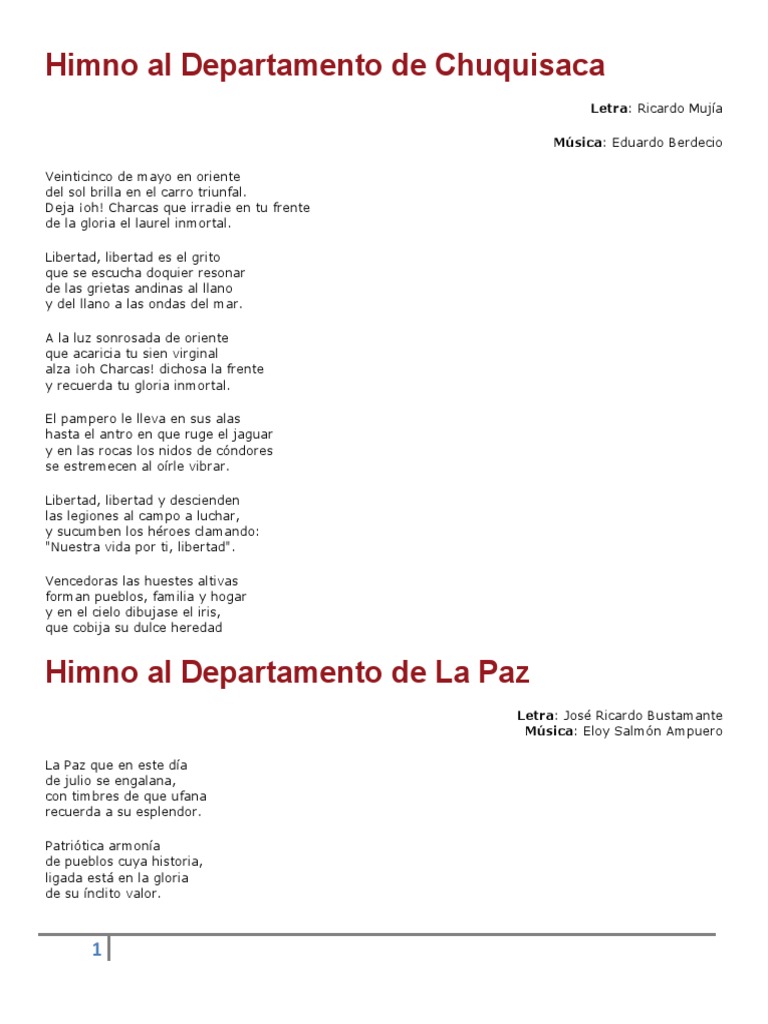 Himno de La Paz | PDF | Bolivia