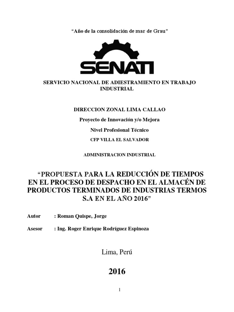 Mejora en Proceso de Despacho Industrial | PDF | Inventario | Procesos ...