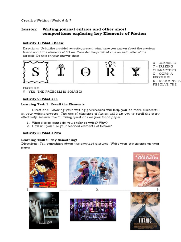 Writing Journal Entries and Other Short Compositions Exploring Key 
