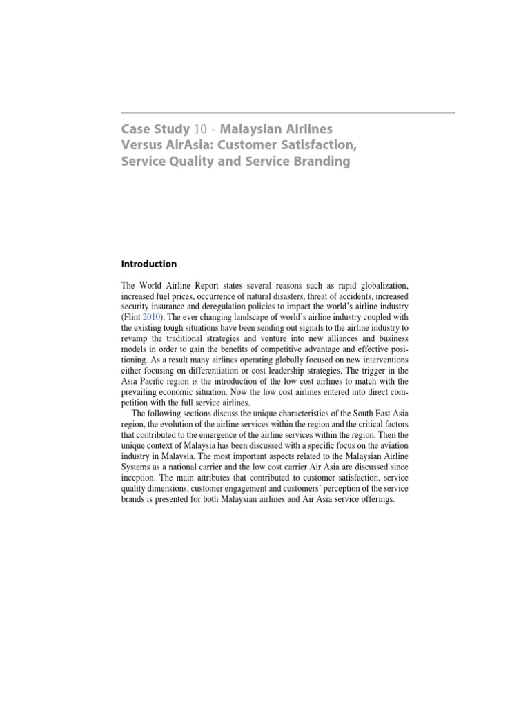 Case Study 10 Malaysian Airlines Versus AirAsia Customer Satisfaction