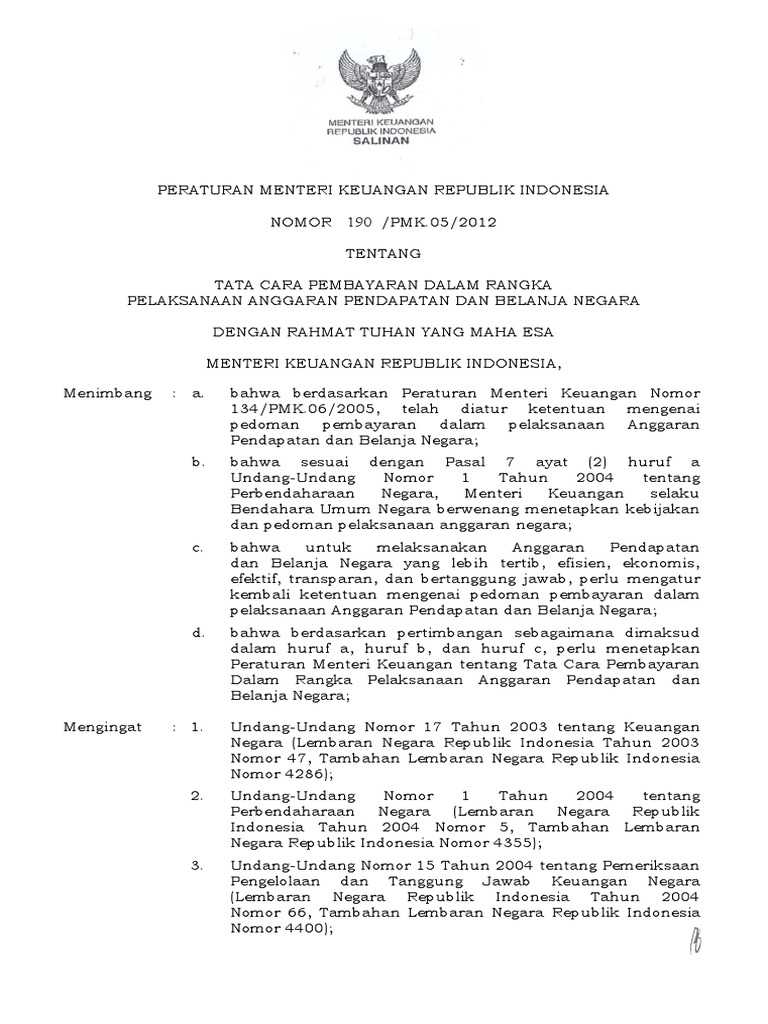 Suplemen PMK 119, PMK 190 Dan Suplemen Sosialisasi Tata Cara Pembayaran
