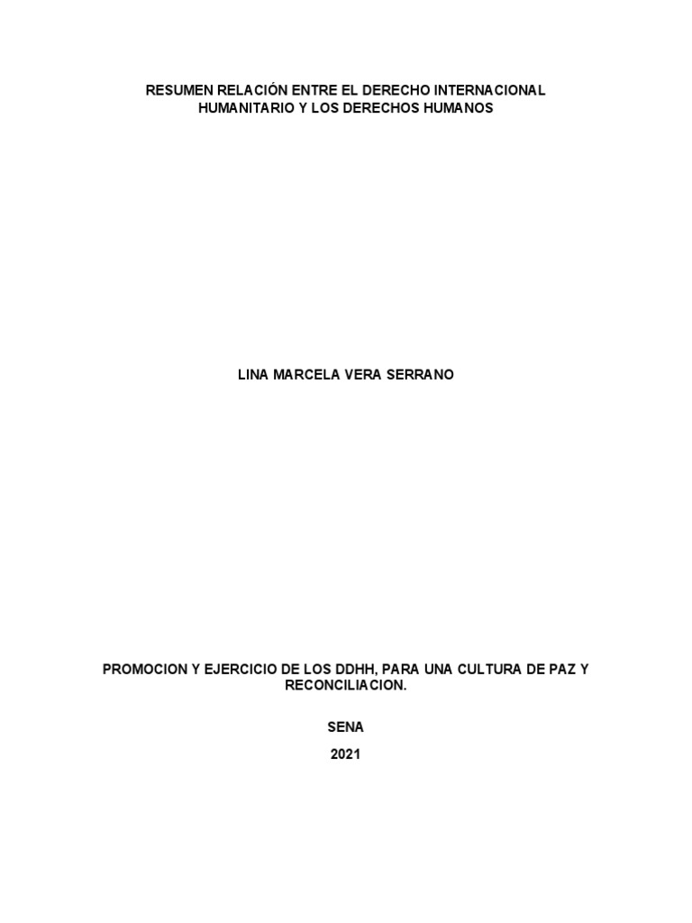 Relación entre DIH y Derechos Humanos | PDF | Ley humanitaria ...