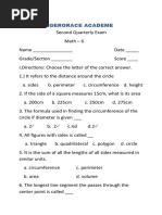 SECOND QUARTERLY EXAMS - MATH 6