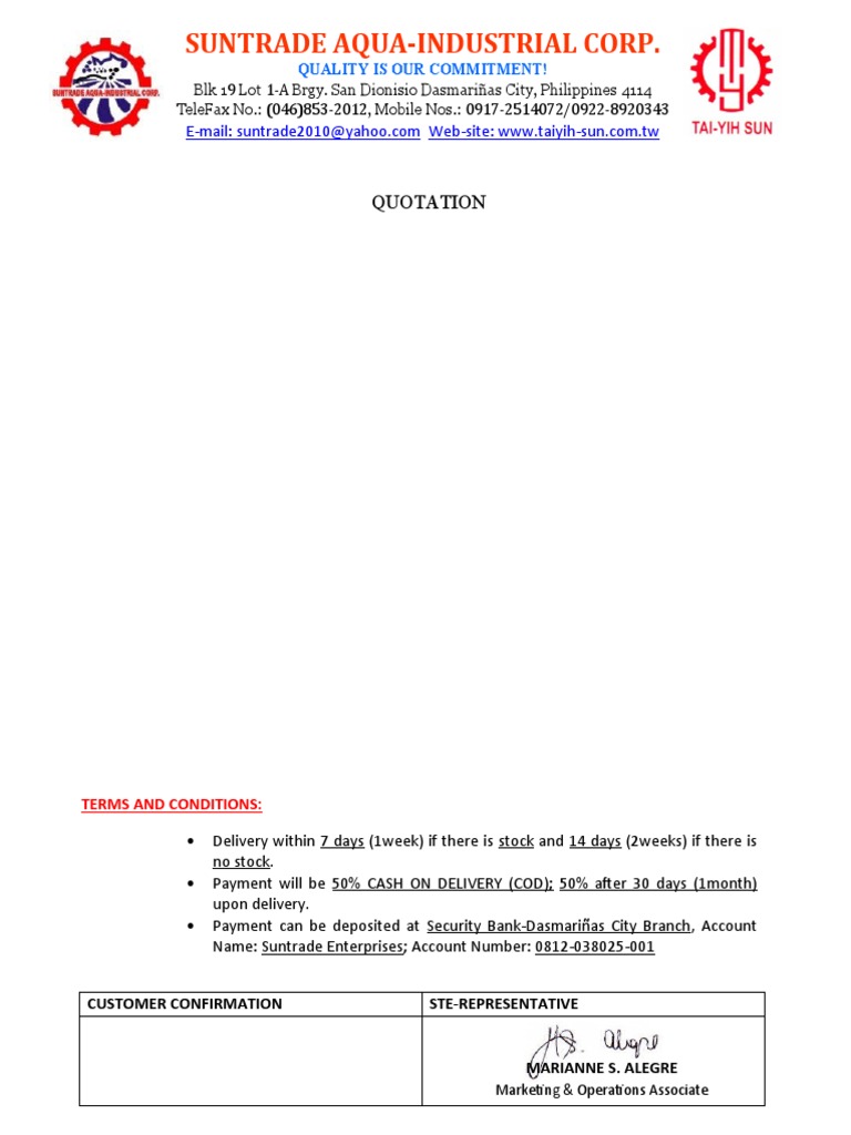 Quote Letterhead PDF