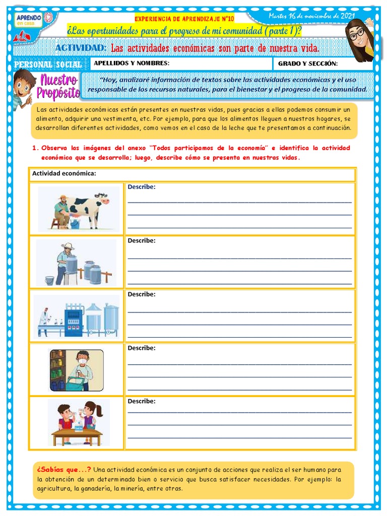 DIA 2 Las Actividades Económicas Son Parte de Nuestra Vida. | PDF ...