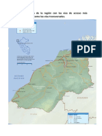 mapa de la región con las vías de acceso más importantes