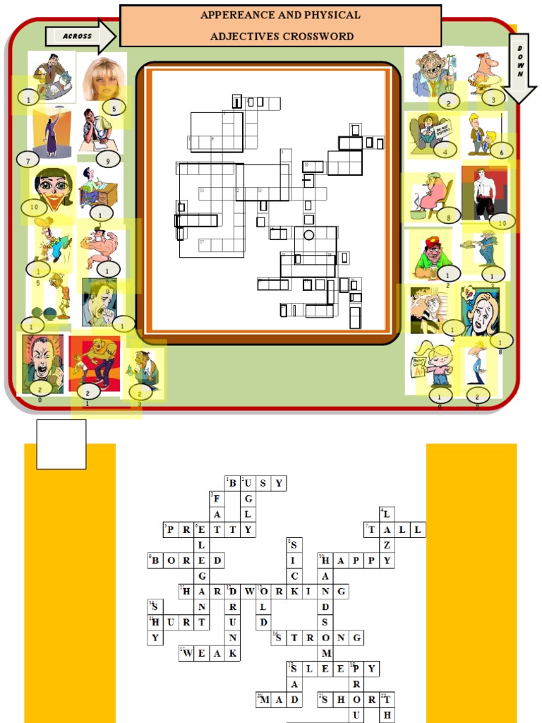 Physical Adjectives Crossword PDF