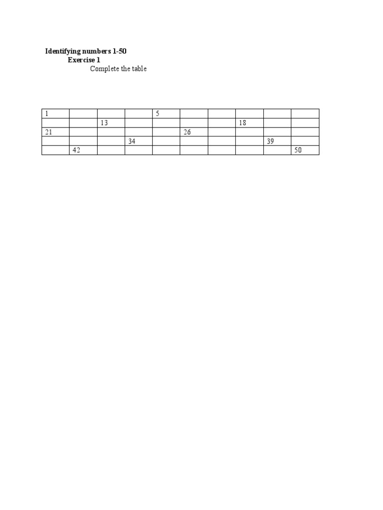 Writing numbers to 50 pdf