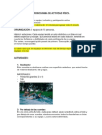 Cronograma de actividad física en equipo de 60-70 minutos con 4 estaciones