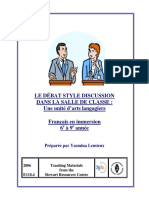 Le Débat Style Discussion Dans La Salle de Classe: Une Unité D'arts Langagiers Français en Immersion 6 À 9 Année