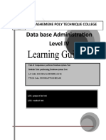 Data Base Administration Level IV: Shashemene Poly Technique College