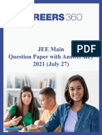 JEE Main 2021 Question Paper With Answer Key July 27 New