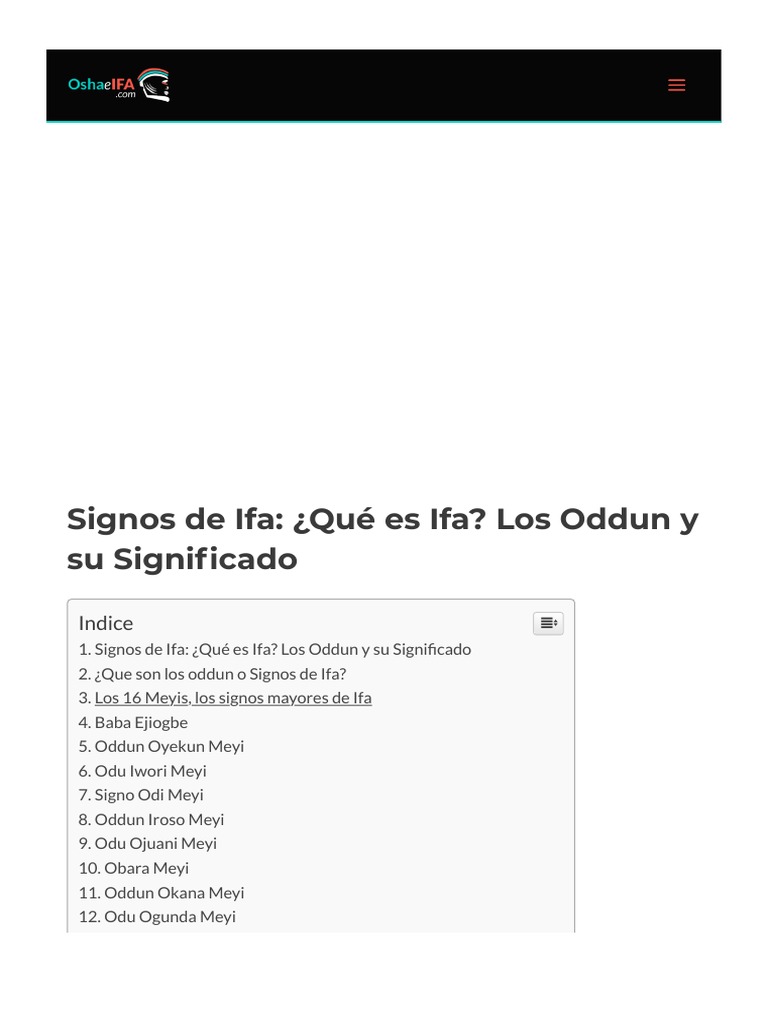 Signos de Ifa Los Oddun y Su Significado ¿Que Es Ifa? PDF Santeria