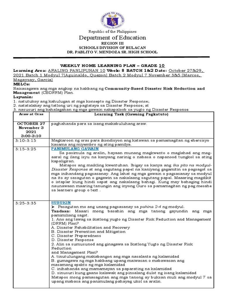 WHLP Q1 Week 7 | PDF