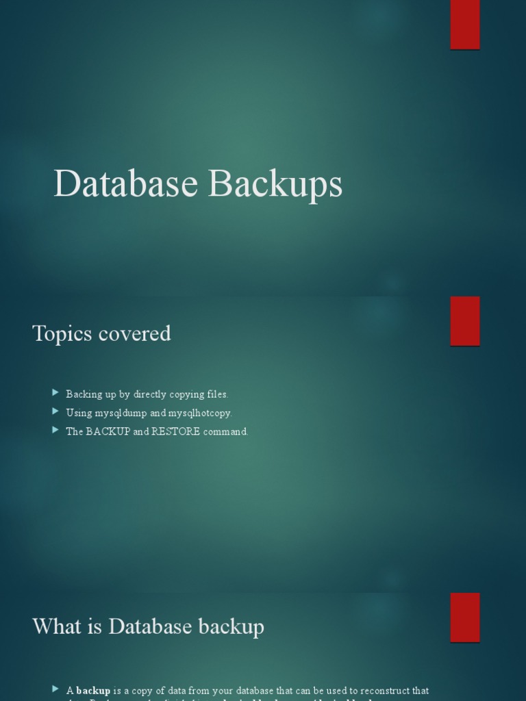 Database Backup REPORT - Updated | PDF | Backup | Computer File