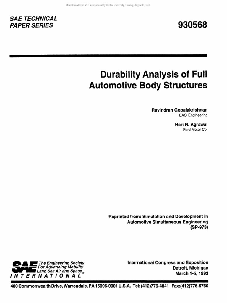 Durability Analysis of Full Automotive Body Structures Ravindran