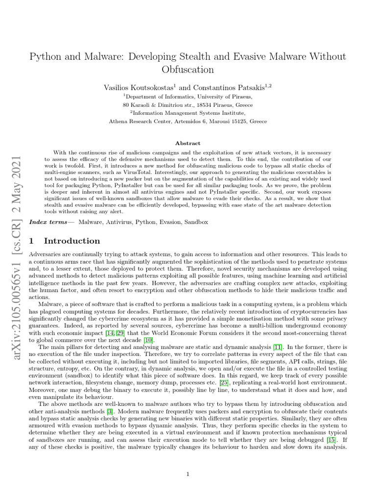 Python and Malware Developing Stealth and Evasive | PDF | Malware ...