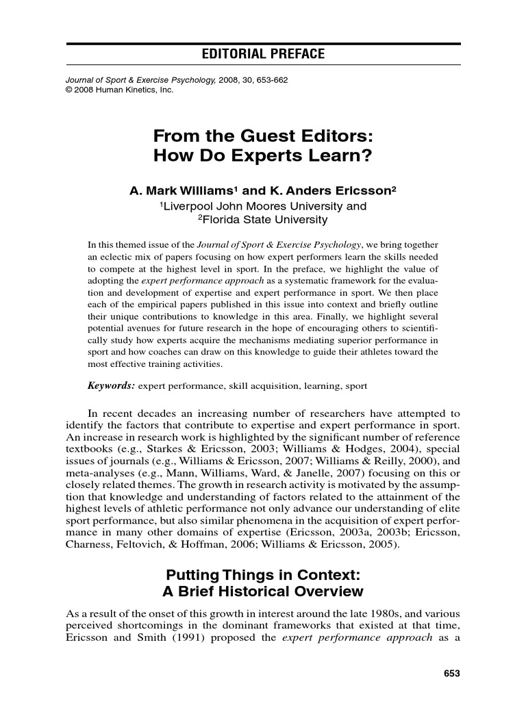 Williams How Do Experts Learn | PDF | Expert | Cognition