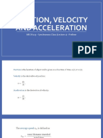 MECH223 - Prelim Lecture 2 (Position Velocity and Acceleration)