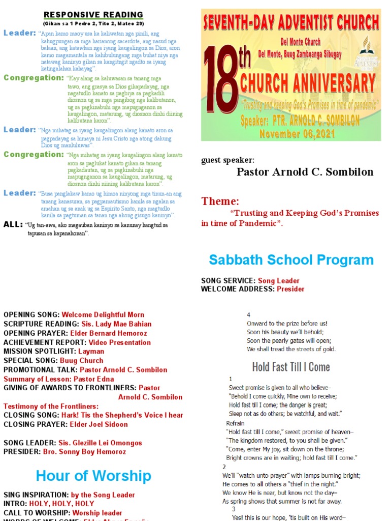 18th Church Anniversary Program | PDF