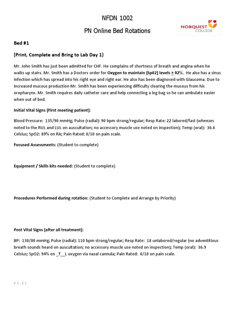NFDN 1002 Bed Rotation 1 V1.21 PDF Health Sciences Health Care
