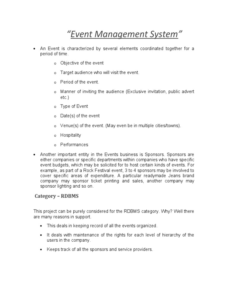 Event Management System Project Overview | PDF | Software Prototyping ...