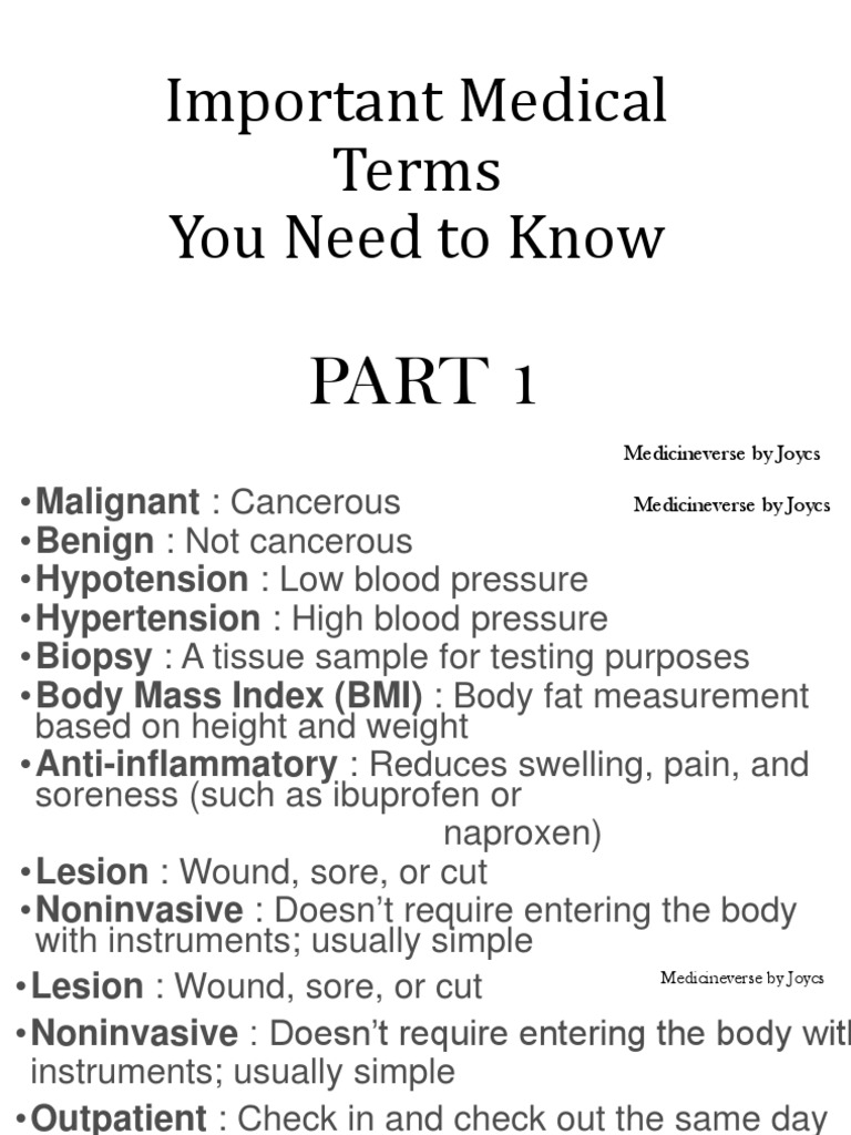 Important Medical Terms PDF