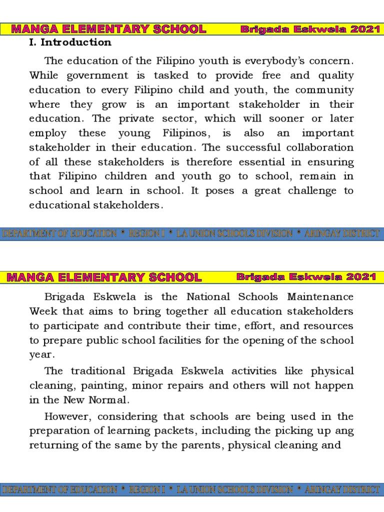 Overview of Brigada Eskwela 2021 | PDF