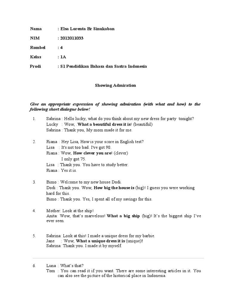 Expressions of Admiration Examples | PDF | Travel | Language Arts ...